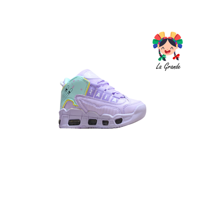 1019-D Dom HARMAN Lila Menta Sint Tenis Casual con Luces para Niña