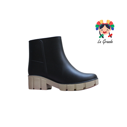 Kenya SANDARELY Negro Beige Botin de Hule para Dama