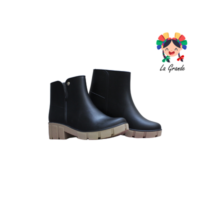 Kenya SANDARELY Negro Beige Botin de Hule para Dama