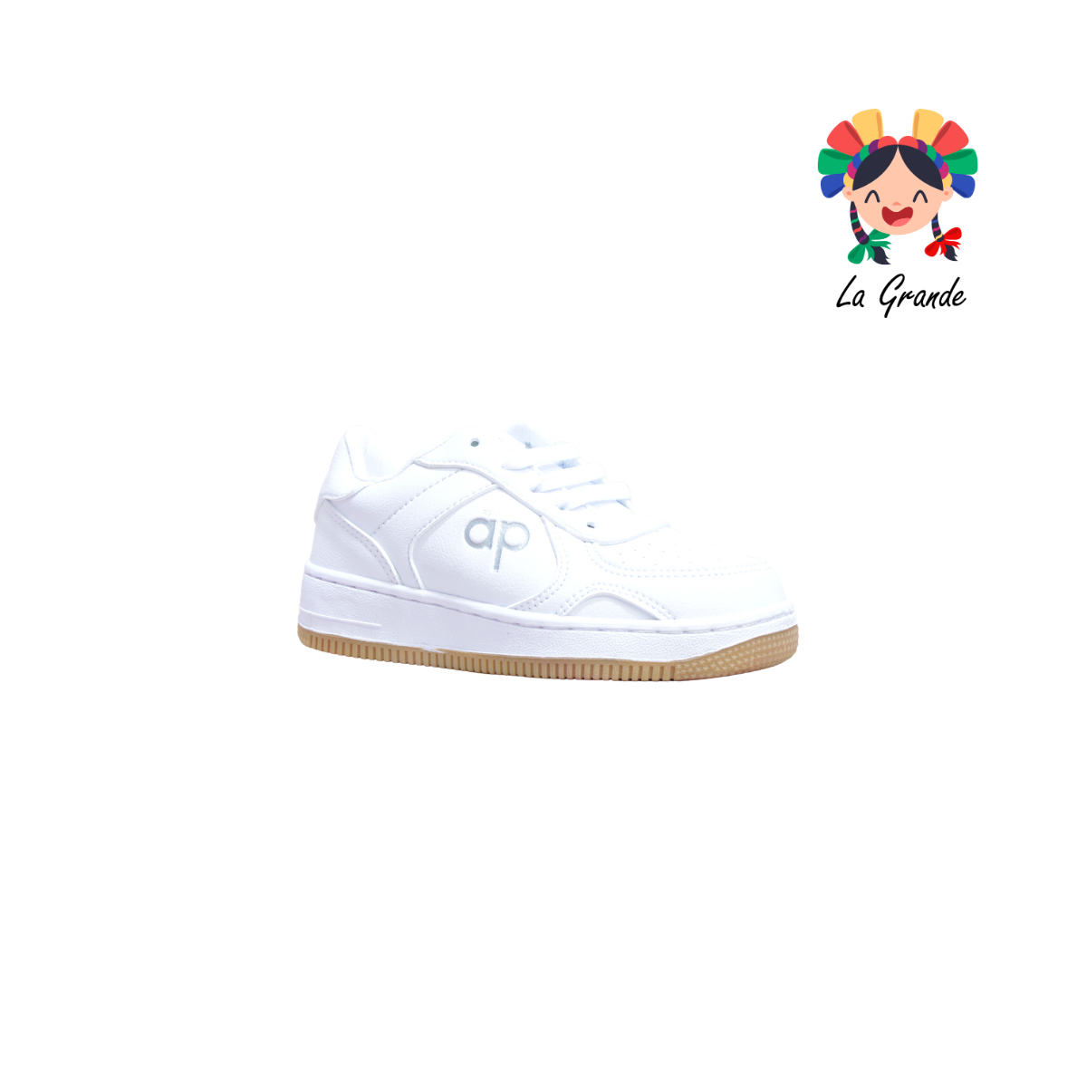 5018 APOORT Blanco Napa Tenis Escolar para Niña y Niño