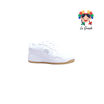 5018 APOORT Blanco Napa Tenis Escolar para Niña y Niño