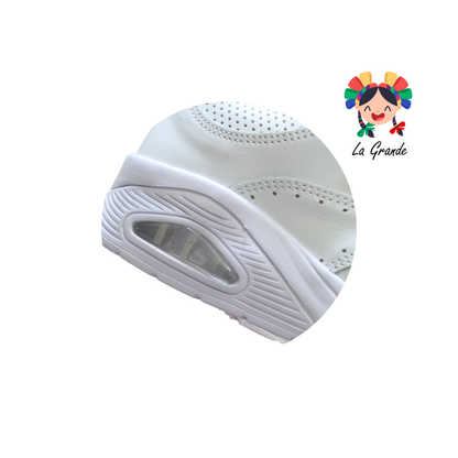 3154 DOGI Bco Bco Piel Tenis Escolar para Dama y Joven