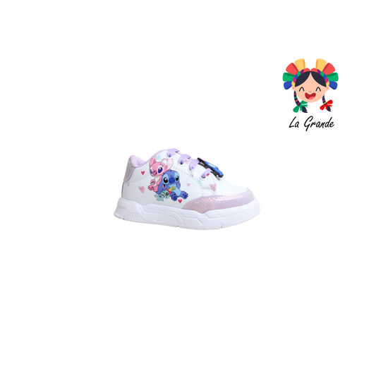 T3-03 DANIELS Blanco Lila Lumino Tenis Casual para Bebé