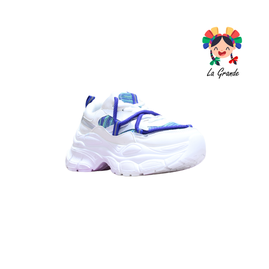 G04-2B FOSUM Beige Azul Textil Tenis Casual para Dama