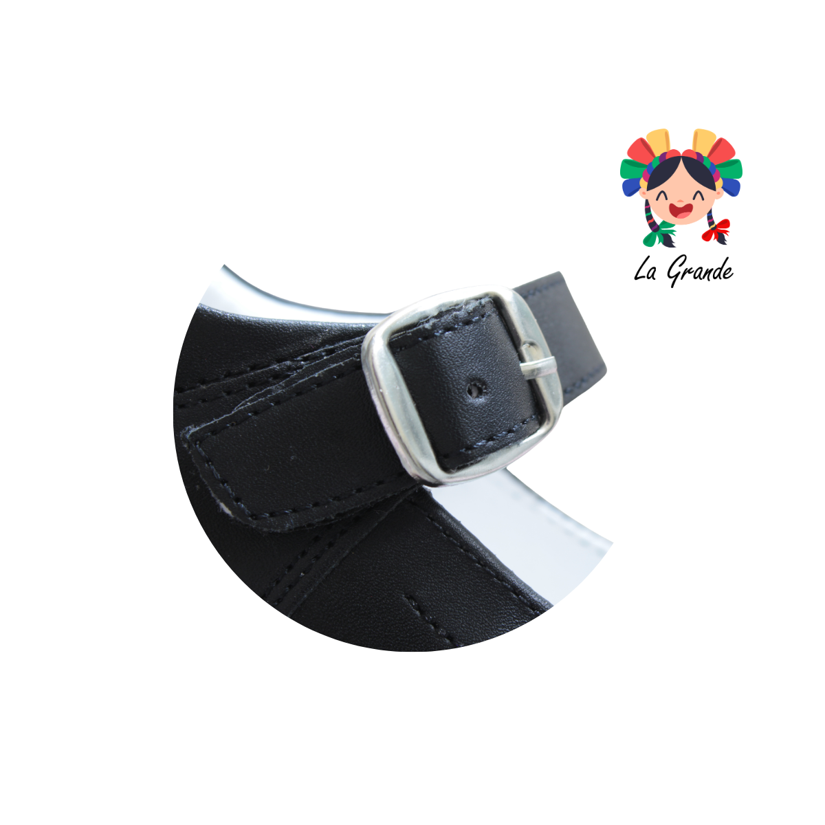 260 GABRIELA Negro Sintético Zapato Escolar con Suela Kitty para Niña