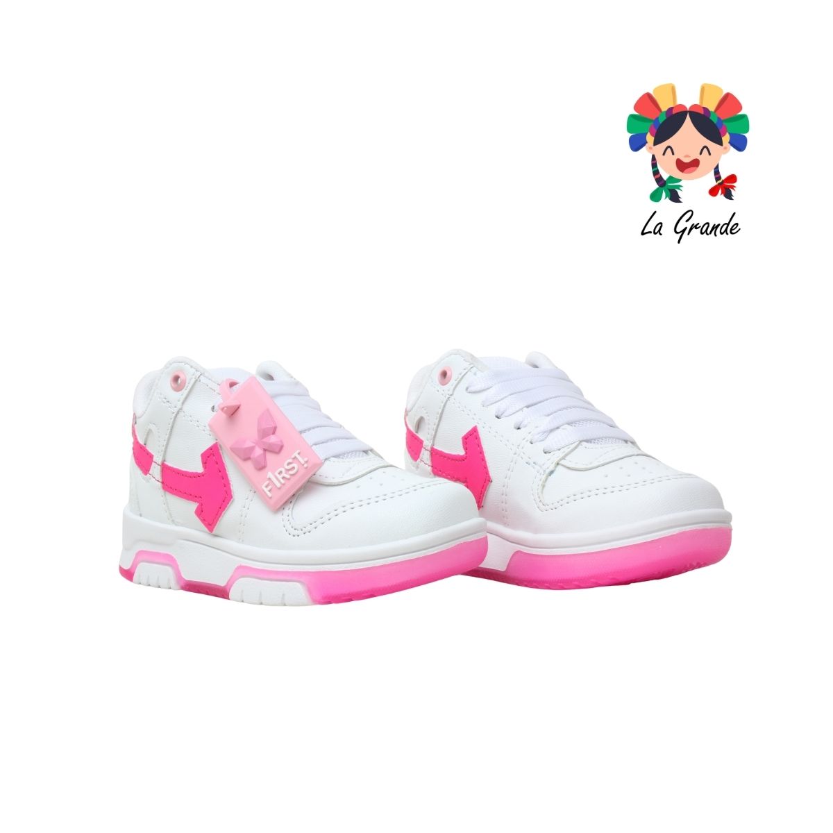 12000 FIRST Bco Bco Rosa Sint Tenis Escolar para Niña