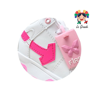 12000 FIRST Bco Bco Rosa Sint Tenis Escolar para Niña