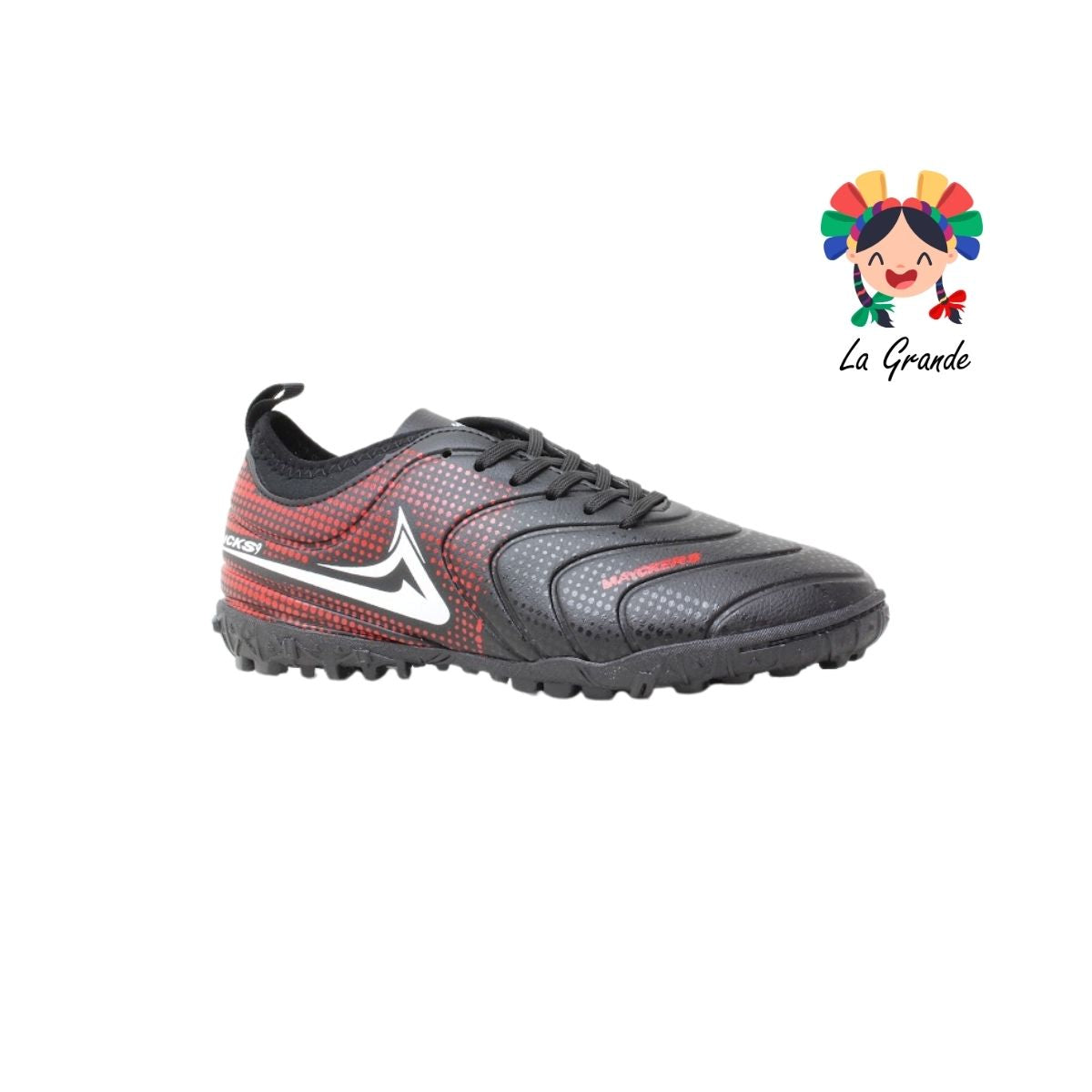 1201 MAYCKERS Negro Rojo Tenis de Fútbol Rápido para Dama y Joven