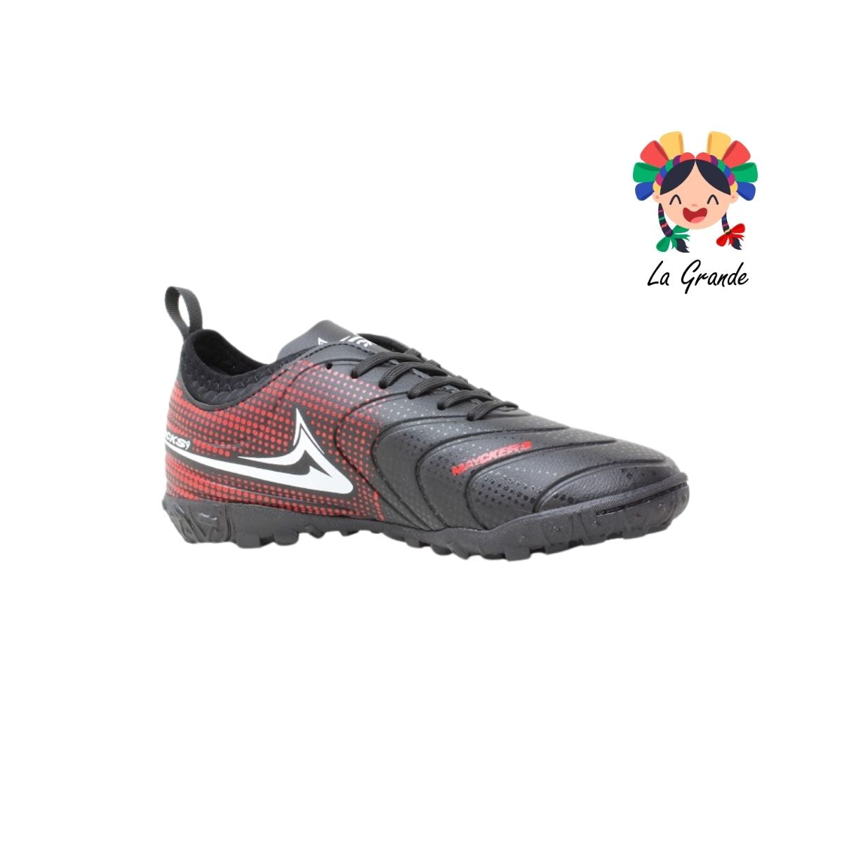 1201 MAYCKERS Negro Rojo Tenis de Fútbol Rápido para Dama y Joven