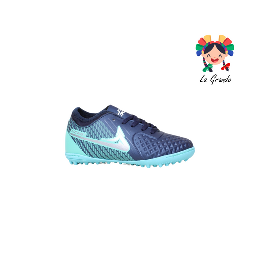 1202 MAYCKERS Marino Turqueza  Sintético Tenis de Fútbol Rápido para Niño y Joven
