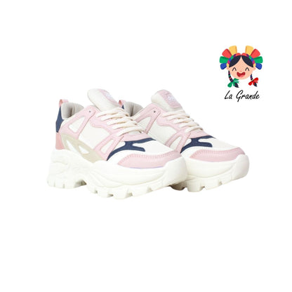 12066 DADDY Latte Mno Rosa Tenis Casual para Dama