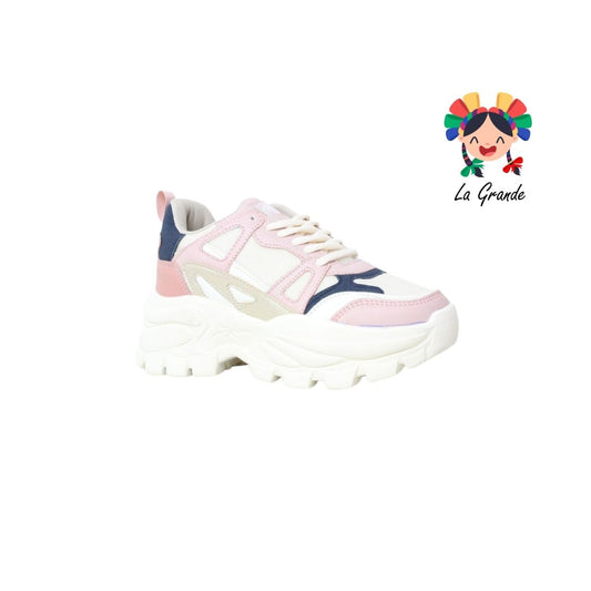 12066 DADDY Latte Mno Rosa Tenis Casual para Dama