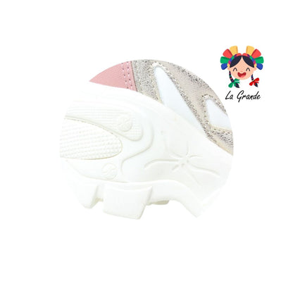 12066 DADDY Latte Mno Rosa Tenis Casual para Dama