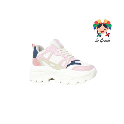 12066 DADDY Latte Mno Rosa Tenis Casual para Dama