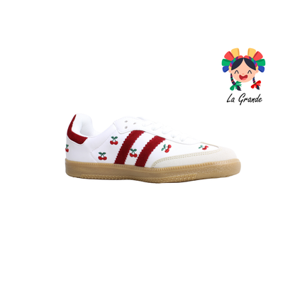 12097 DADDY Blanco Rojo Casual Tenis para Dama