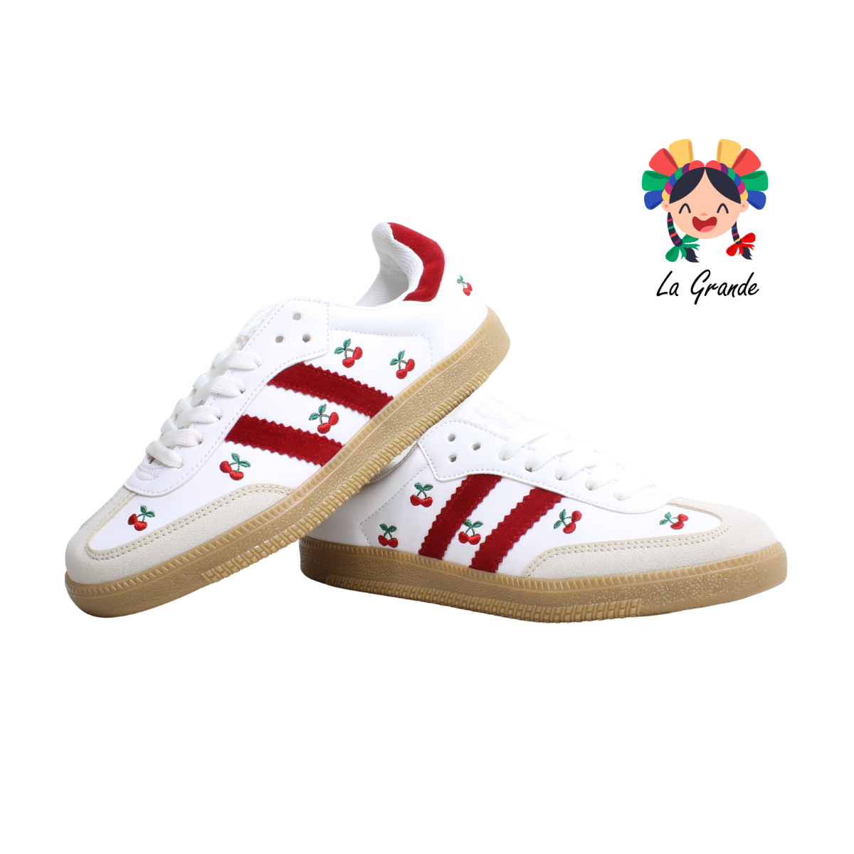 12097 DADDY Blanco Rojo Casual Tenis para Dama