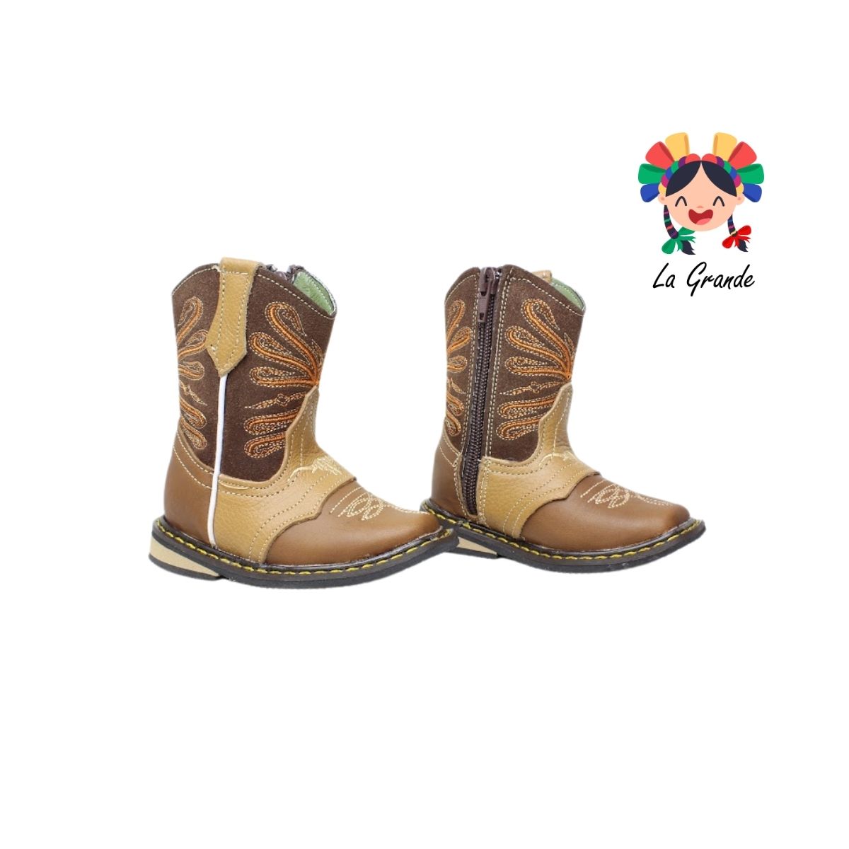 120 ARRIVEÑO Miel Café Piel Bota Vaquera para Bebé