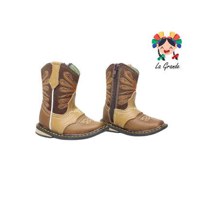 120 ARRIVEÑO Miel Café Piel Bota Vaquera para Bebé