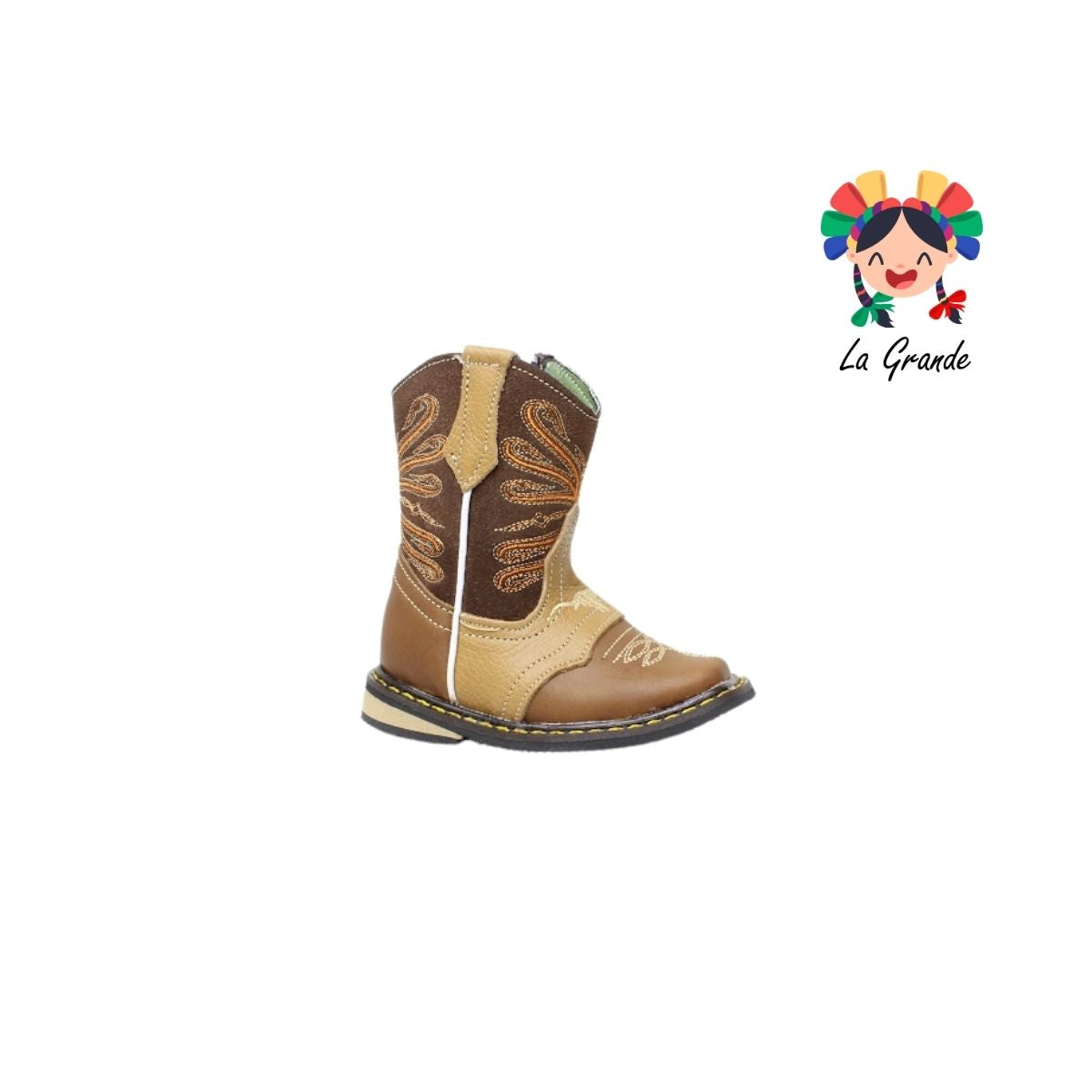 120 ARRIVEÑO Miel Café Piel Bota Vaquera para Bebé