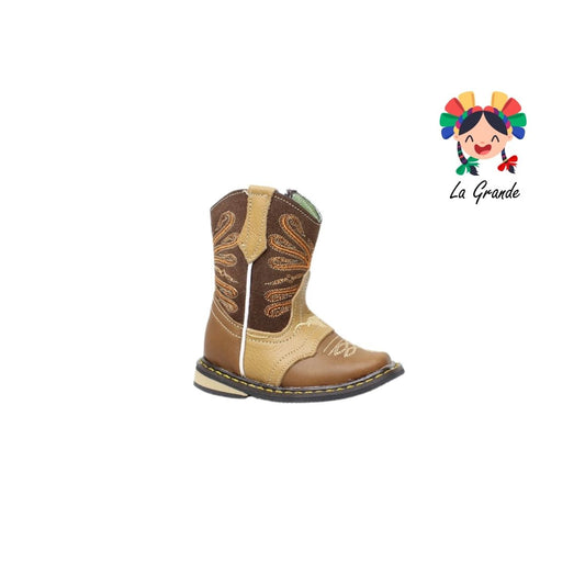 120 ARRIVEÑO Miel Café Piel Bota Vaquera para Bebé