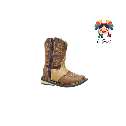 120 ARRIVEÑO Miel Café Piel Bota Vaquera para Bebé