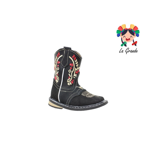 120 ARRIVEÑO Negro Piel Bota Vaquera para Bebé