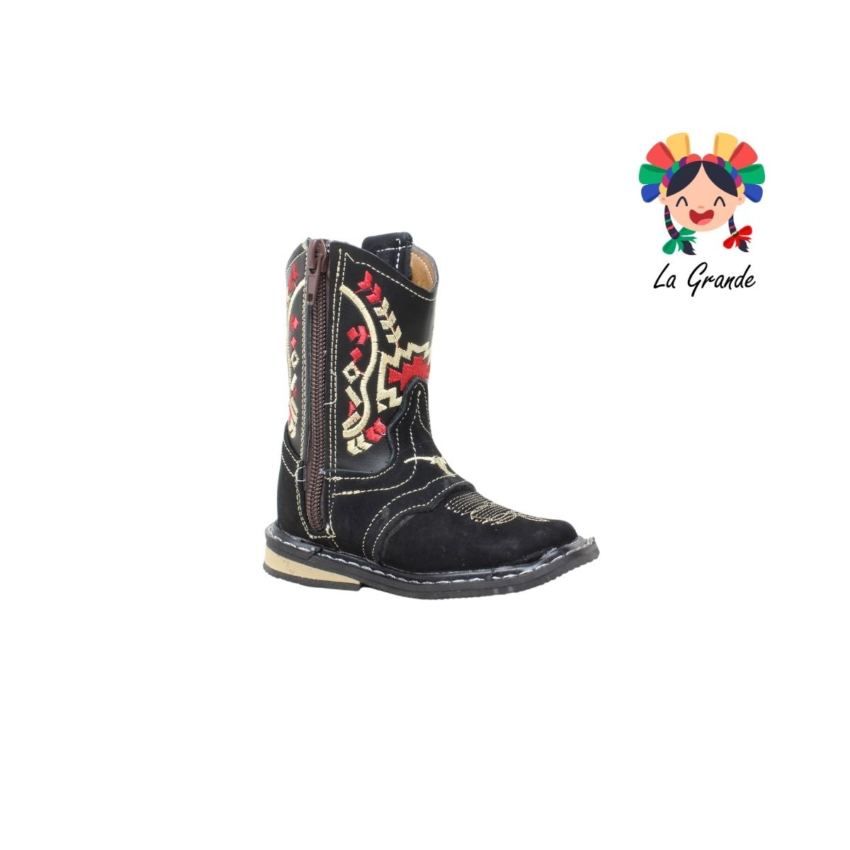120 ARRIVEÑO Negro Piel Bota Vaquera para Bebé