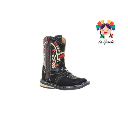 120 ARRIVEÑO Negro Piel Bota Vaquera para Bebé