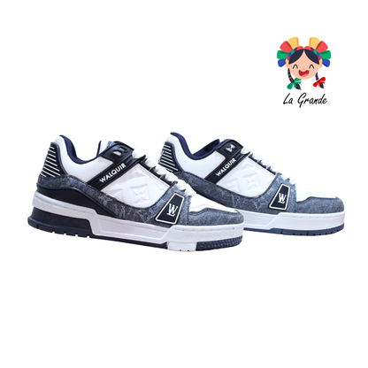 120 WALKQUIR Blanco Mezclilla Tenis Casual para Dama, Joven y Caballero