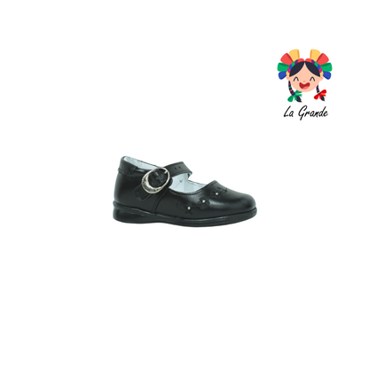 1216 MUJER BONITA Negro Piel Zapato Escolar para Niña