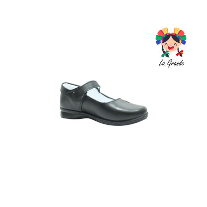 1216 MUJER BONITA Negro Piel Zapato Escolar para Niña