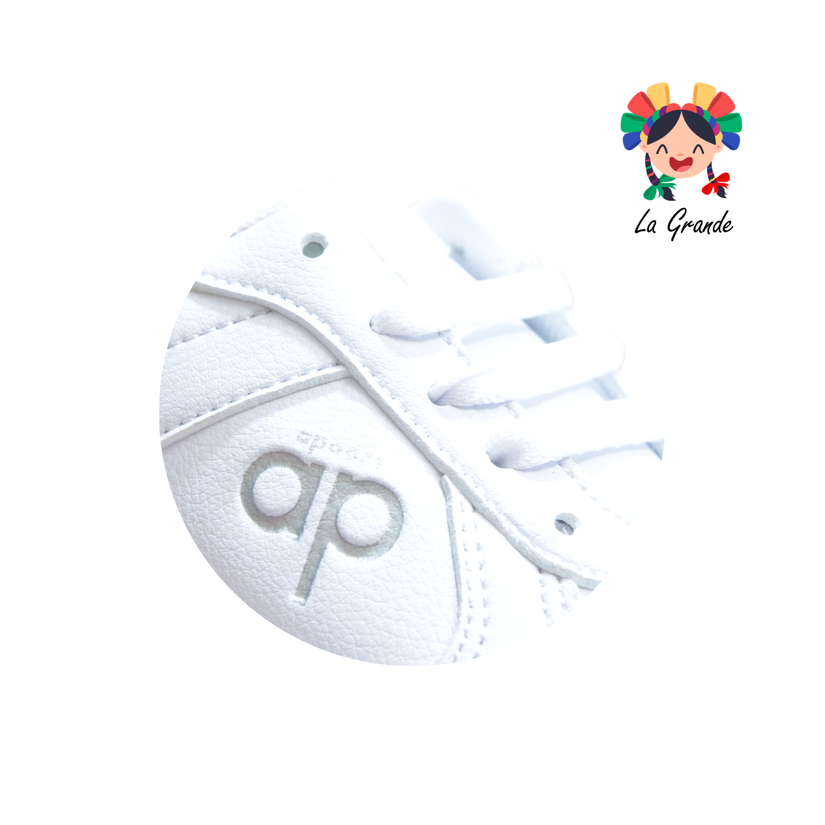 5018 APOORT Blanco Napa Tenis Escolar para Niña y Niño