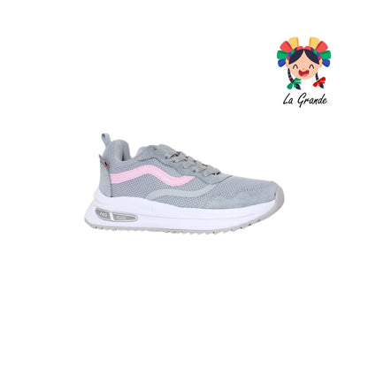 1221 H-GROSS Gris Rosa Pastel Tenis Deportivo para Dama
