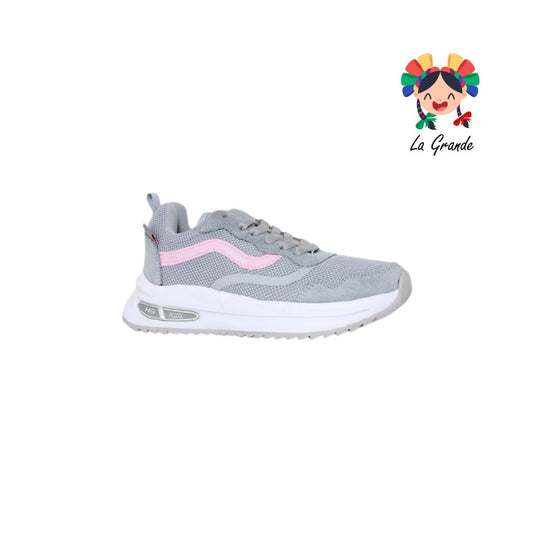 1221 H-GROSS Gris Rosa Pastel Tenis Deportivo para Dama