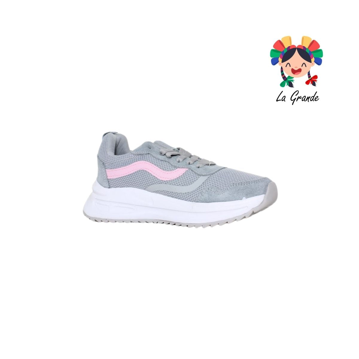 1221 H-GROSS Gris Rosa Pastel Tenis Deportivo para Dama
