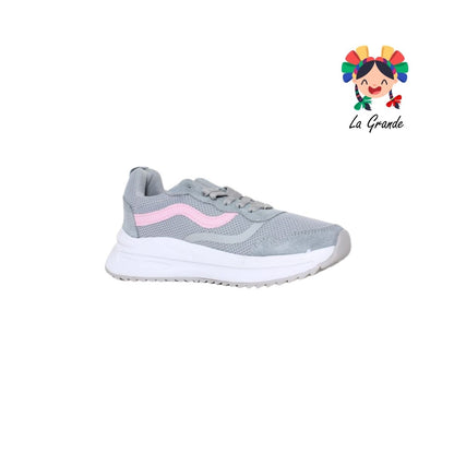 1221 H-GROSS Gris Rosa Pastel Tenis Deportivo para Dama