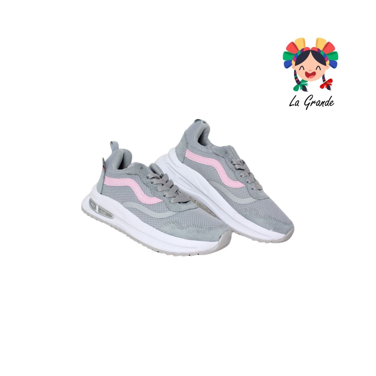 1221 H-GROSS Gris Rosa Pastel Tenis Deportivo para Dama