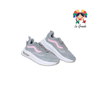 1221 H-GROSS Gris Rosa Pastel Tenis Deportivo para Dama