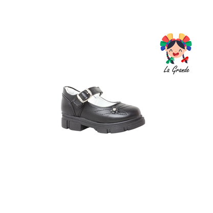 123 GABRIELA Negro Sintético Zapato Escolar con Suela Kity para Niña