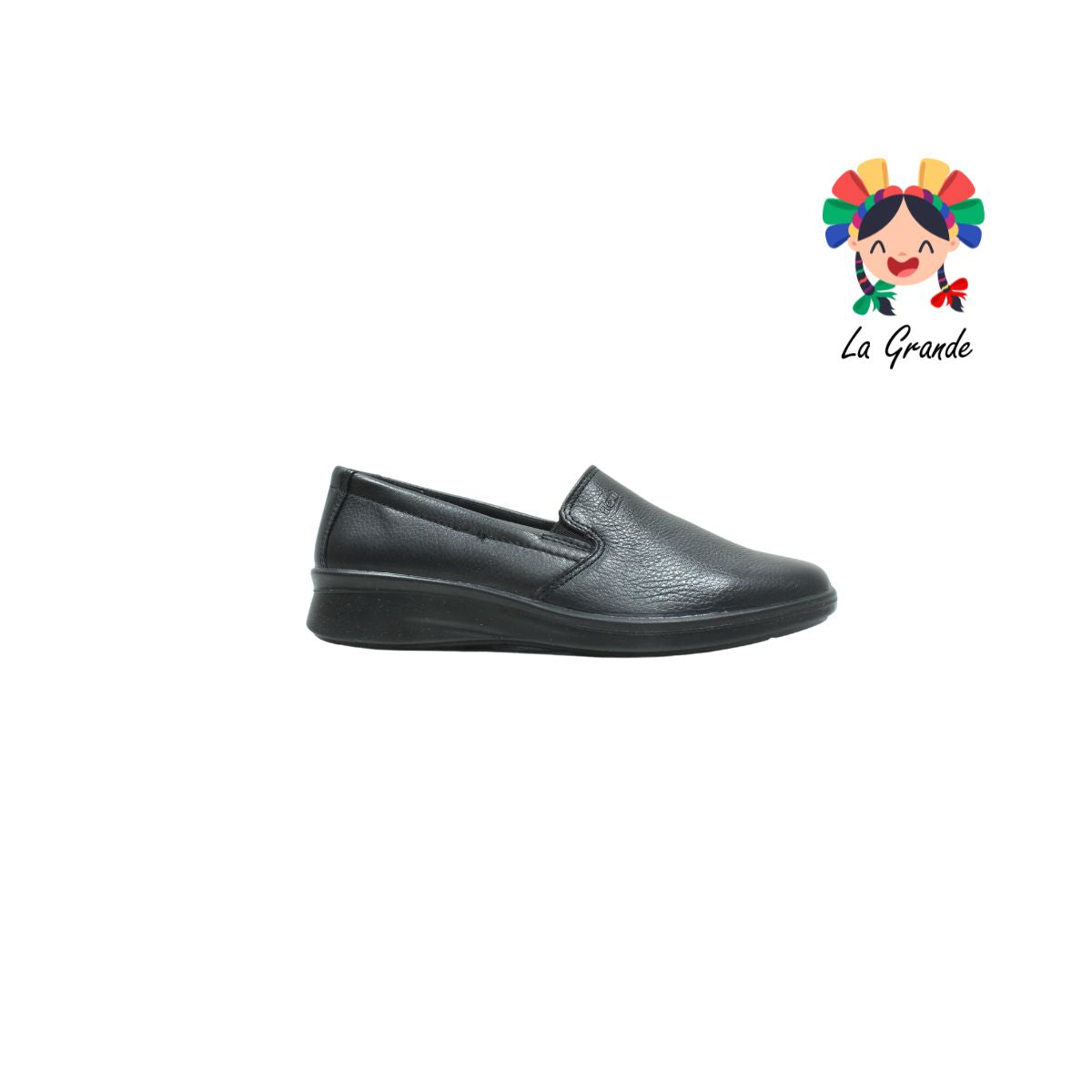 124501 Flexi Negro Piel Zapato Confort para Dama