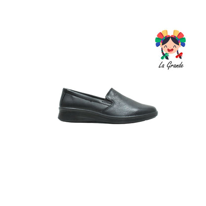 124501 Flexi Negro Piel Zapato Confort para Dama