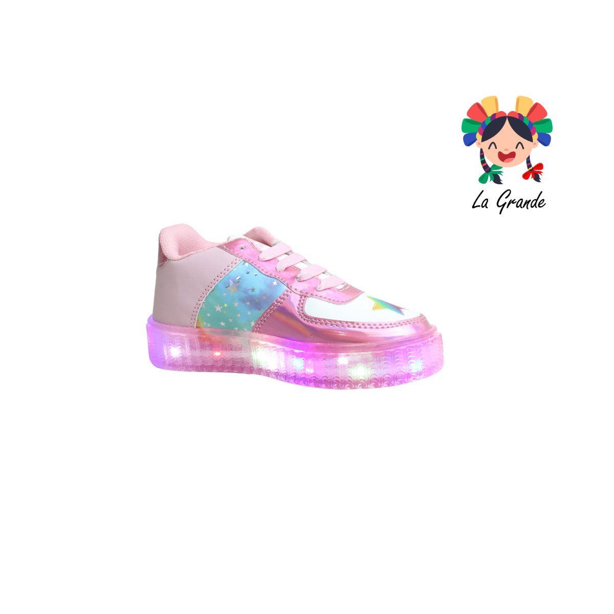 V-070 VANNI CLUB Rosa Sintético Tenis Casual con Luces para Niña