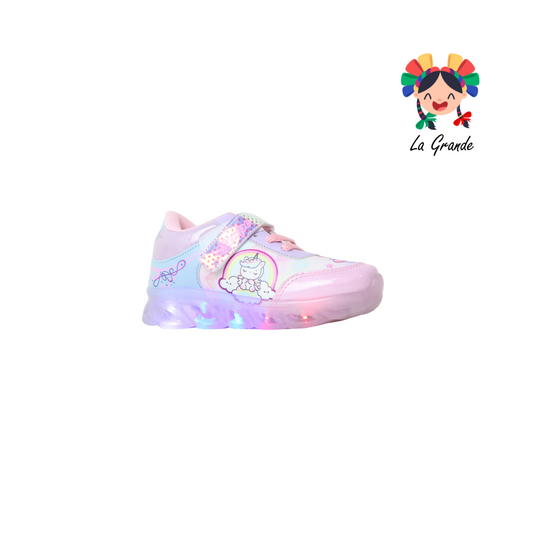 091 UNIC SCAPE Glitter Rosa Sintético Tenis de Luces para Niña
