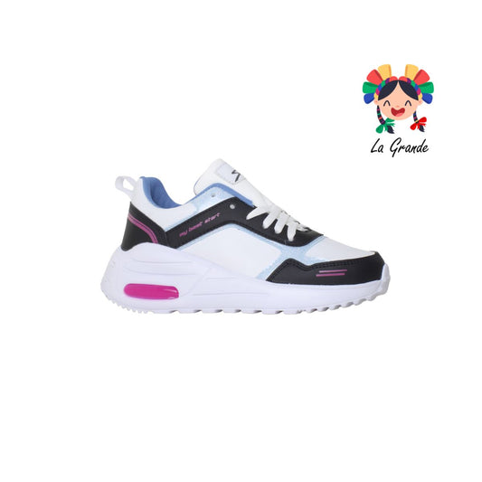 R5058 SCARE Negro Blanco Cielo Sint  Tenis Running de Válvula para Dama