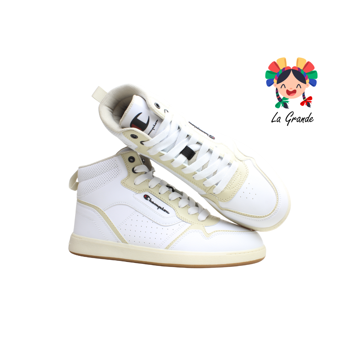 Lore Hi CHAMPION Blanco Beige Tenis Casual Importado Original para Caballero