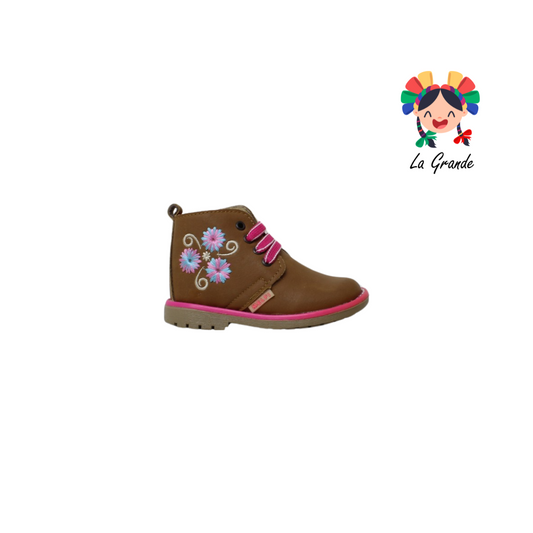 125 MELFI Miel Nobuck Bota Casual Floreada para Bebé