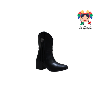 809 YUL Negro Napa Bota Vaquera para Dama