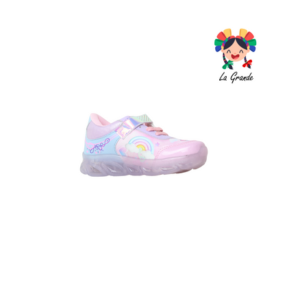 091 UNIC SCAPE Glitter Rosa Sintético Tenis de Luces para Niña