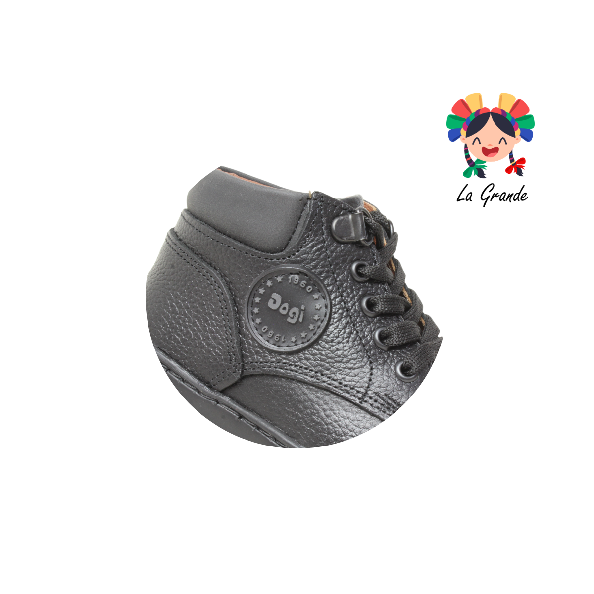 126 DOGI Negro Piel Zapato Escolar para Niño