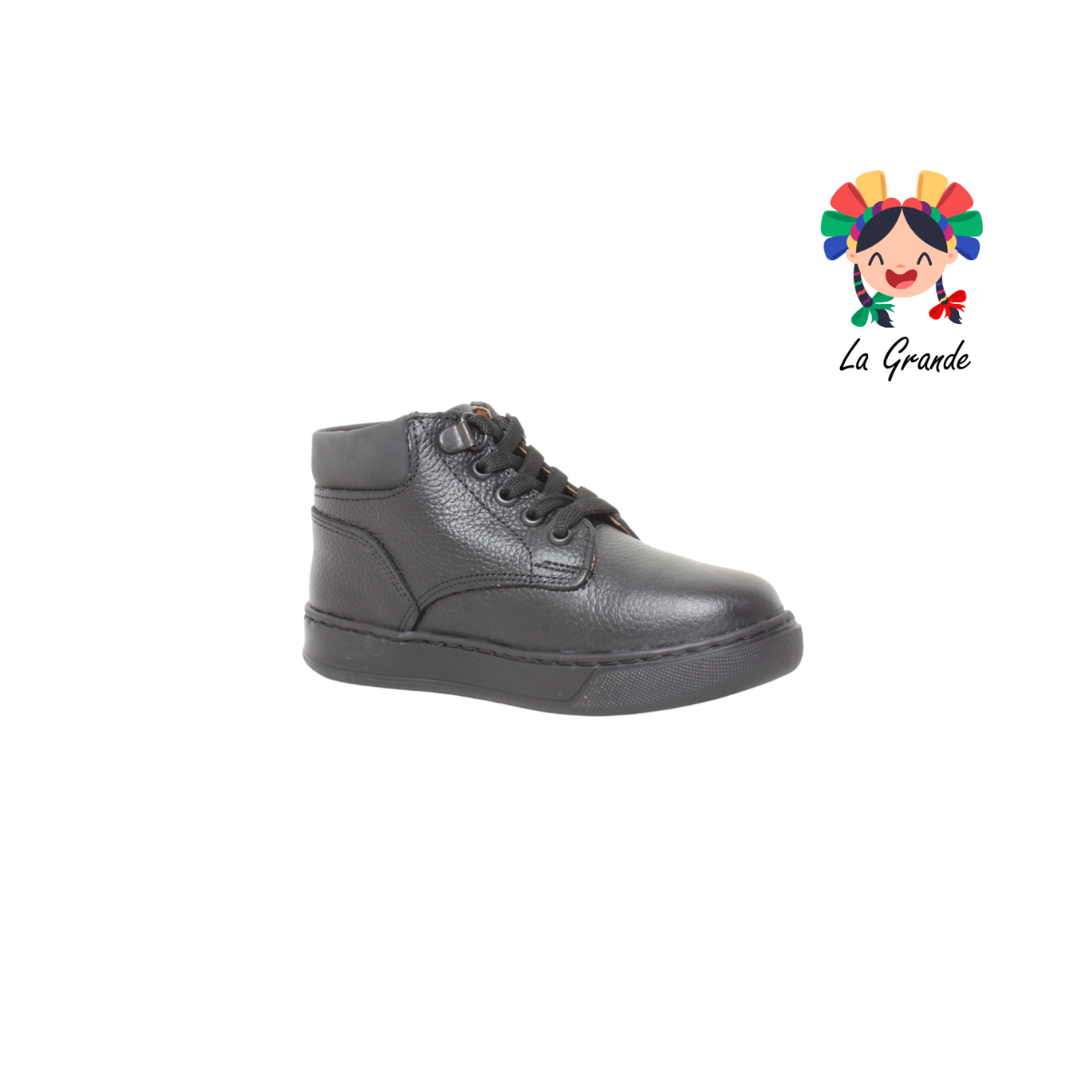 126 DOGI Negro Piel Zapato Escolar para Niño